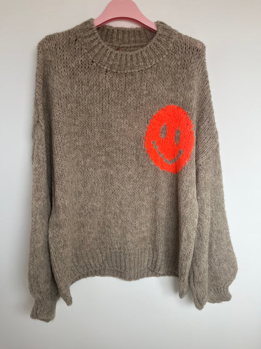 SALE Strickpullover "Smiley" (taupe)