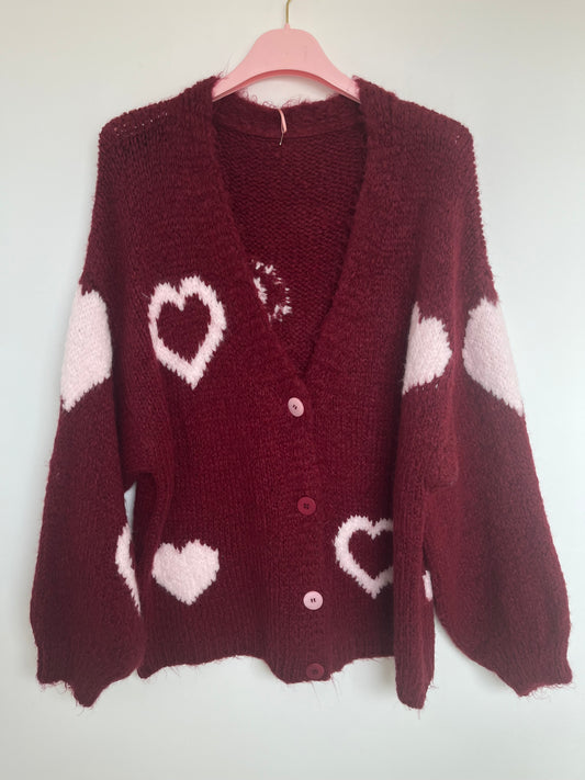 Cardigan "Herzi" (weinrot)