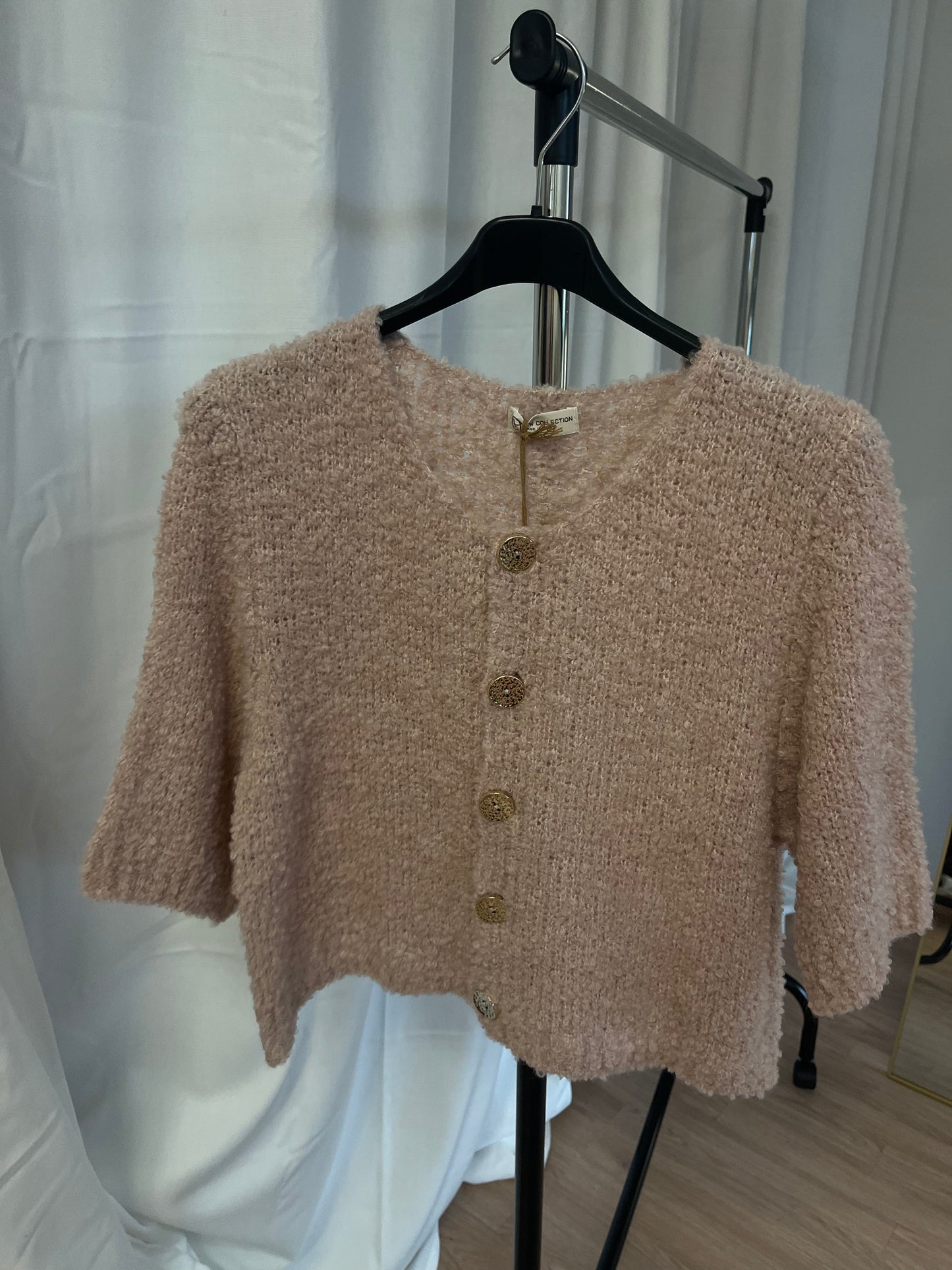 SALE Kurzarm Boucle Cardigan "Melissa" (rosa)