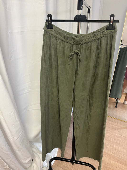Musselin Hose "Nora" -curvy- (khaki)