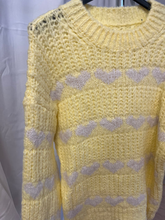 SALE Strickpullover "Luisa" (Herzen - gelb-weiß)