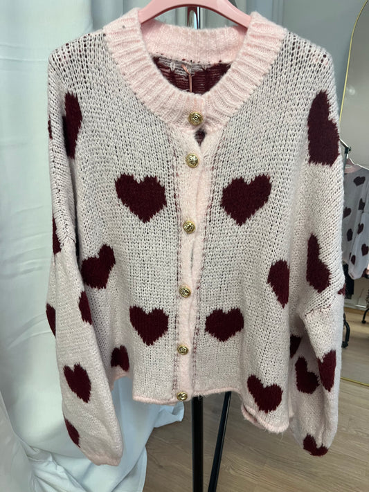 Cardigan "Olivia" (Herzen - rosa-rot)