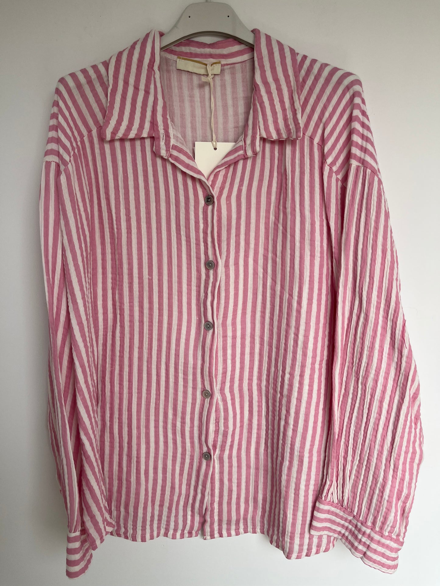 Musselin Bluse Streifen (rosa)