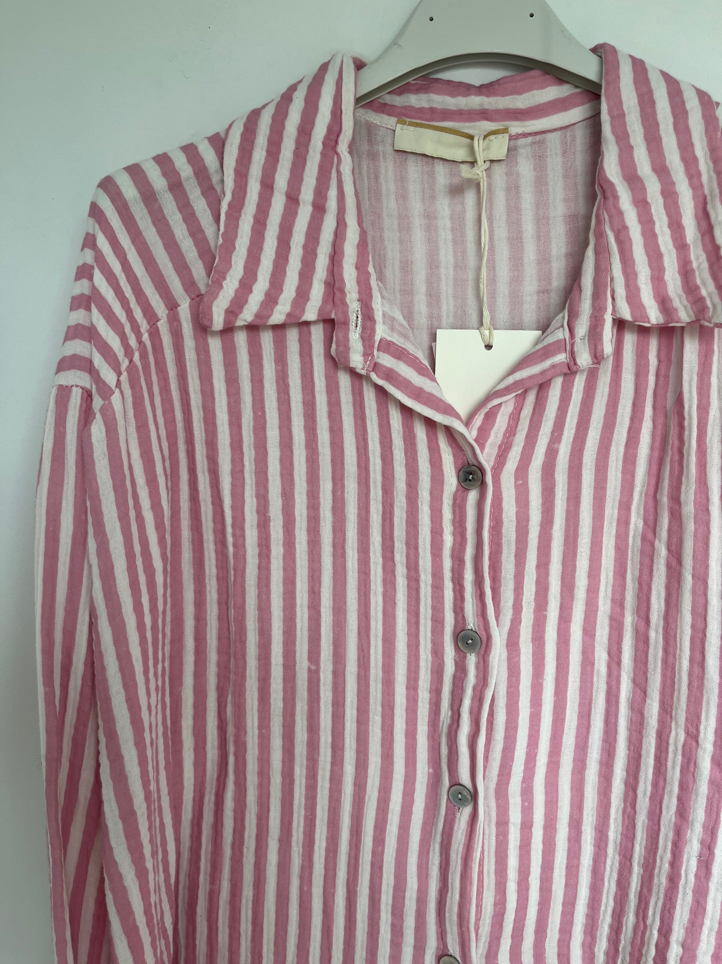 Musselin Bluse Streifen (rosa)