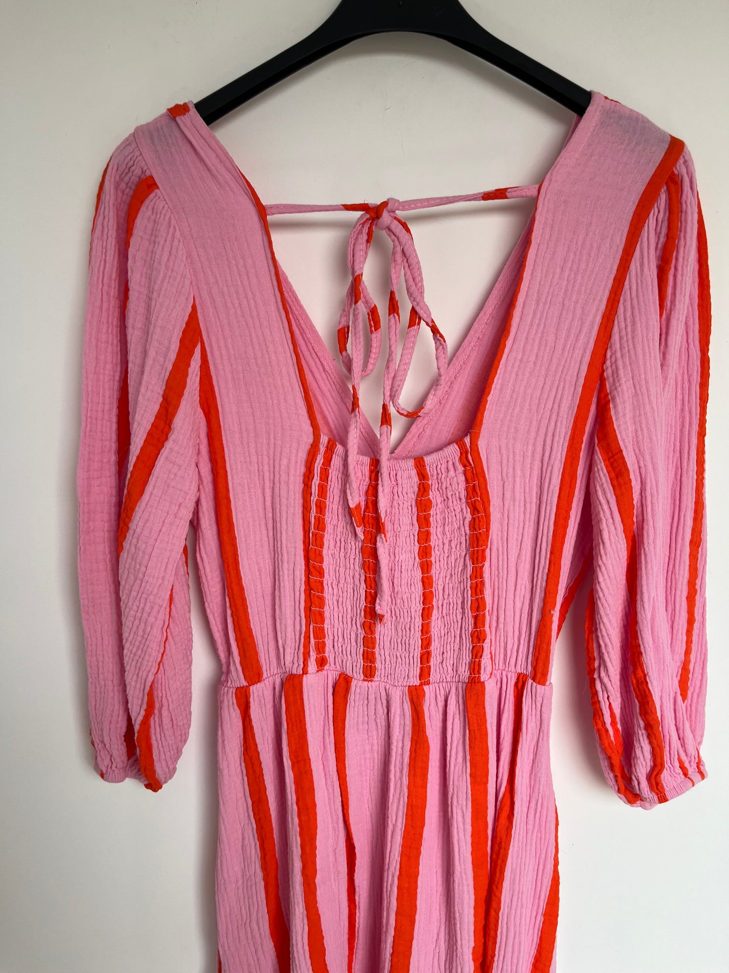 Musselin Kleid "Amelie" (Streifen - rosa-orange)