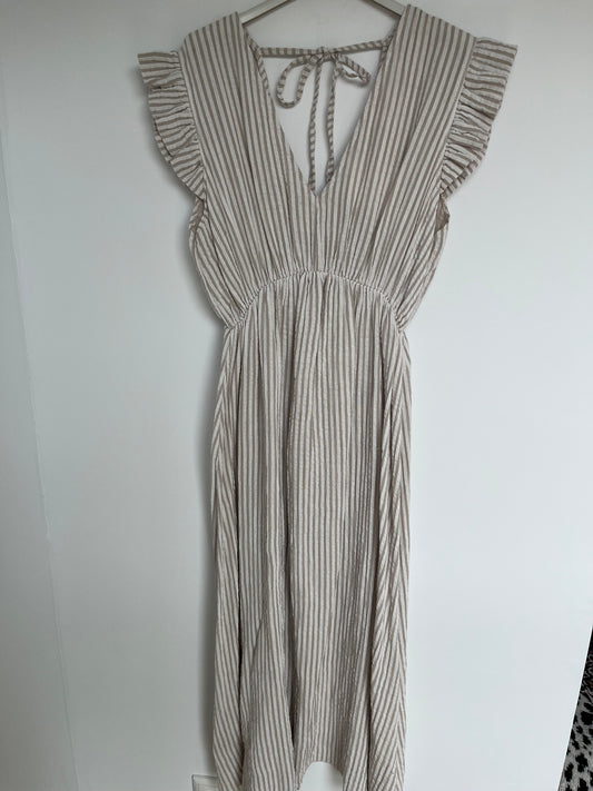 Musselin Kleid "Lena" (Streifen - beige)