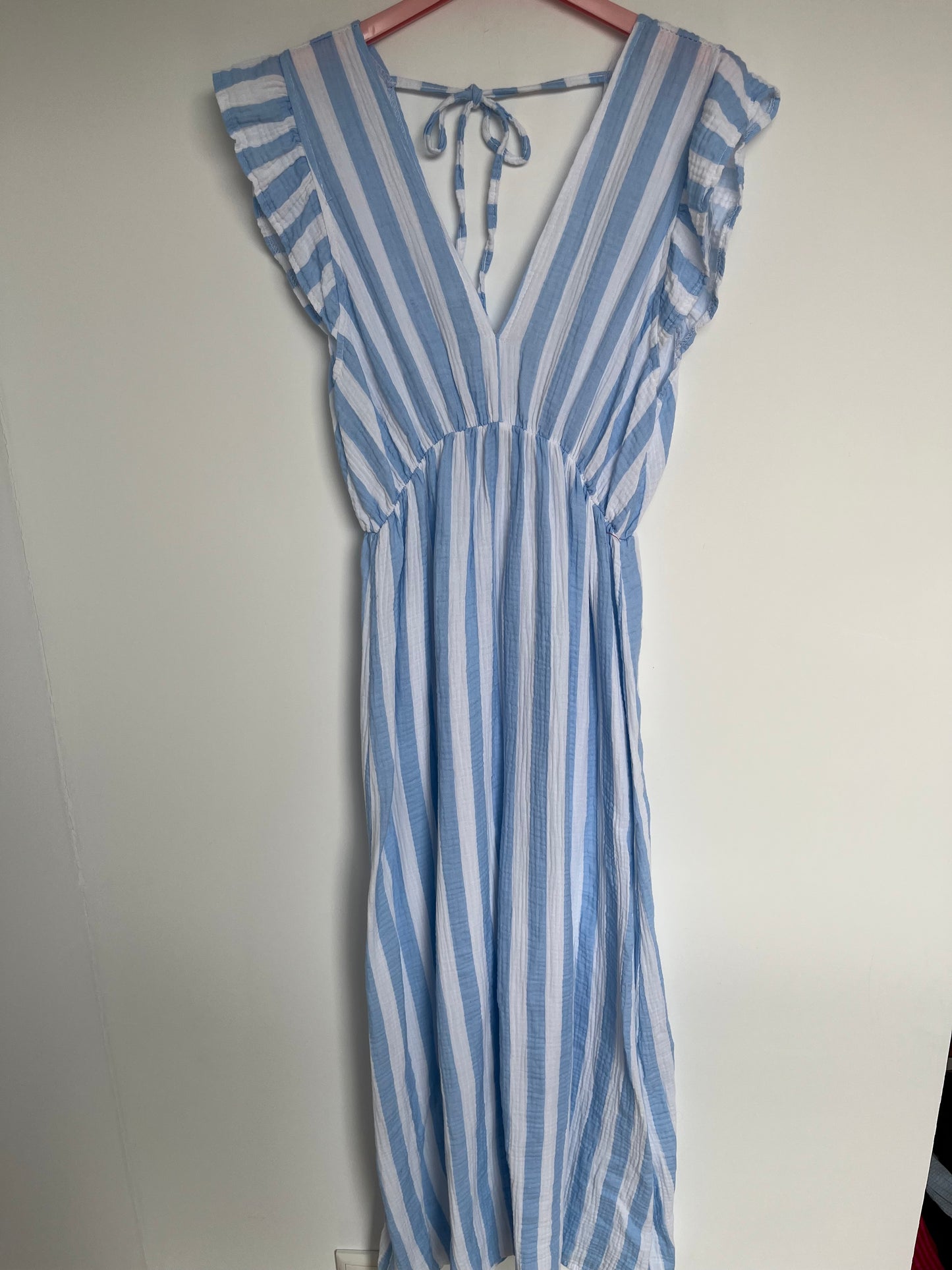 Musselin Kleid "Lena" (Streifen - hellblau)