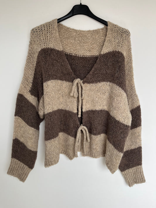 Cardigan "Semia" -curvy- (Streifen - braun-beige)