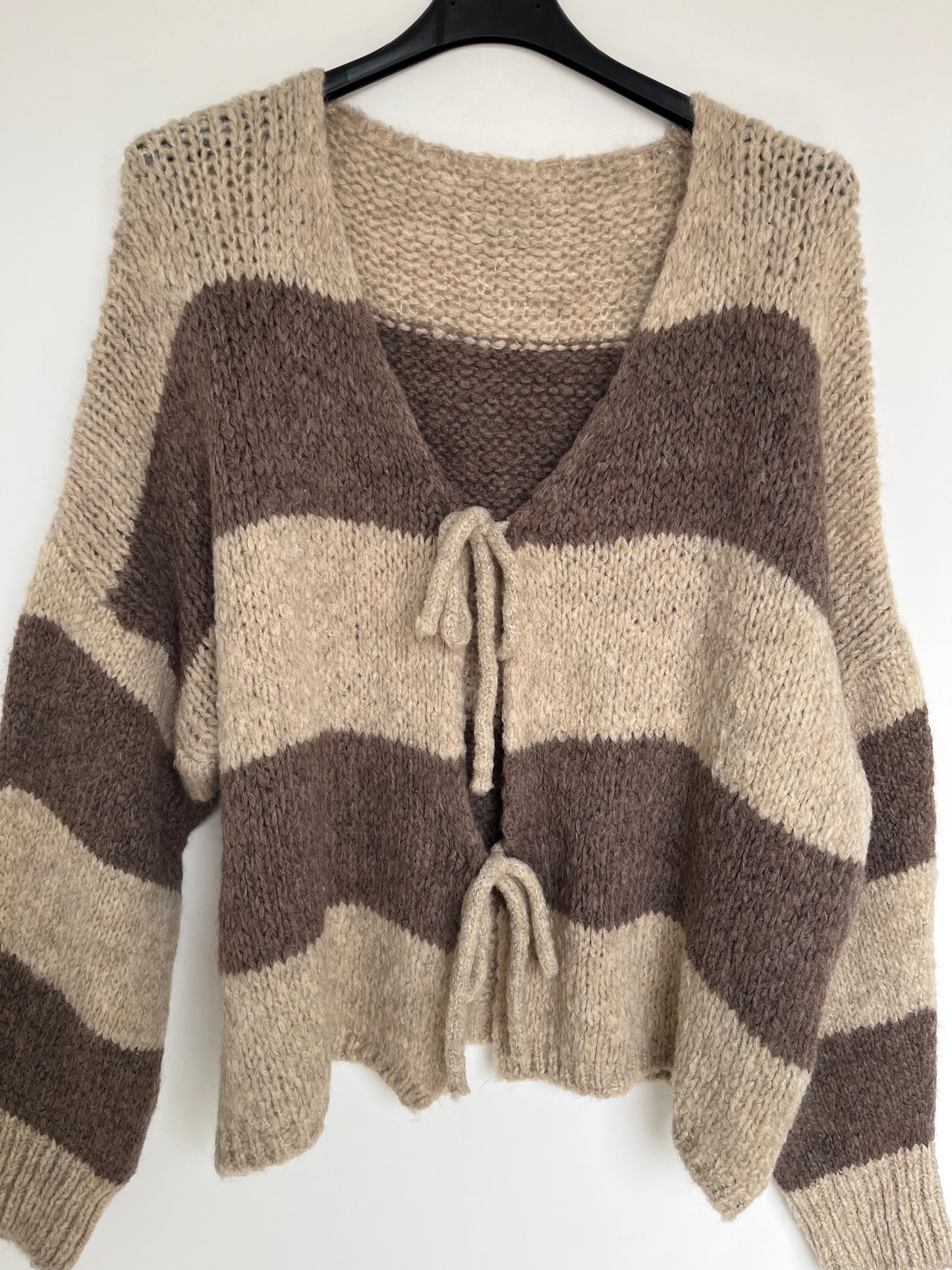 Cardigan "Semia" -curvy- (Streifen - braun-beige)