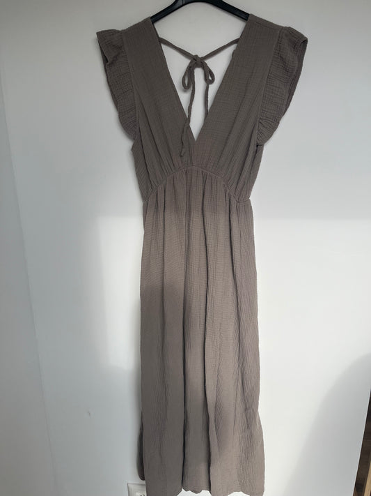 Musselin Kleid "Lena" -schmal- (taupe)