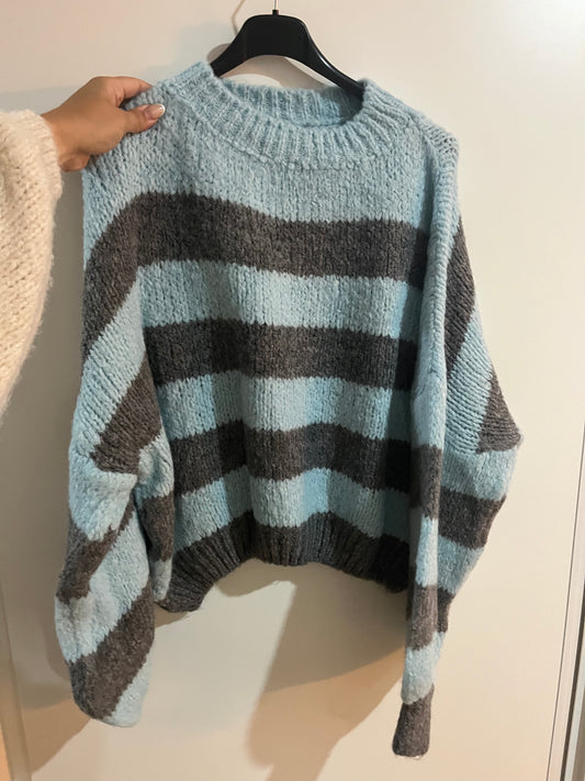 Pullover "Streifi" (blau-grau)