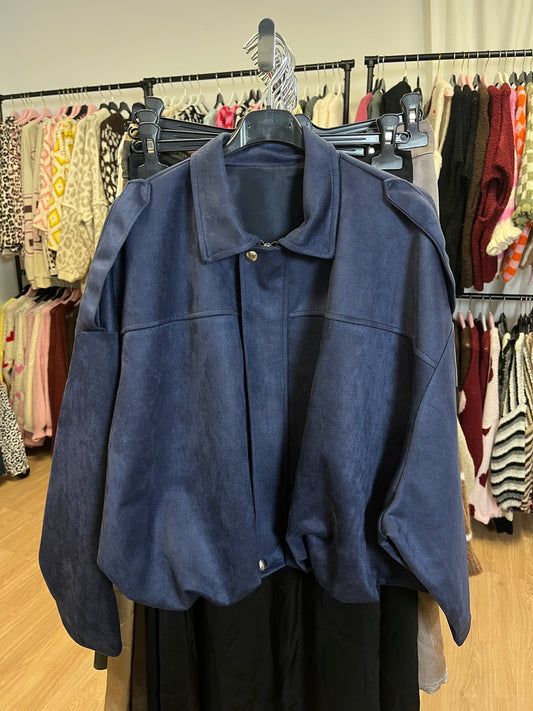 Ballonjacke Wildlederoptik (dunkelblau)