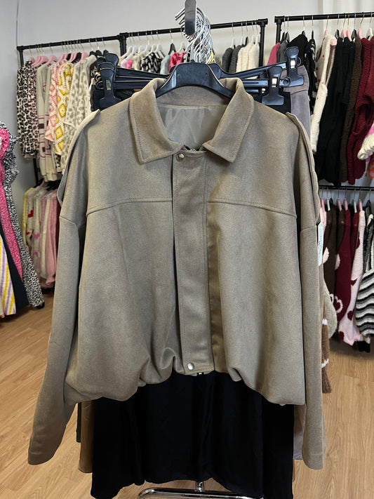 Ballonjacke Wildlederoptik (taupe)