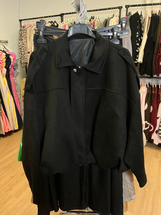 Ballonjacke Wildlederoptik (schwarz)