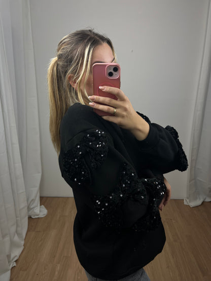 Sweatshirt Pailetten Schleife "Rina"