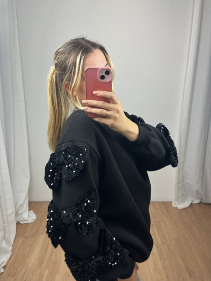 Sweatshirt Pailetten Schleife "Rina"