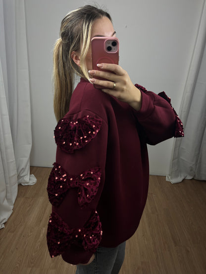 Sweatshirt Pailetten Schleife "Rina"