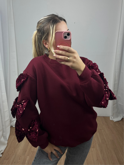 Sweatshirt Pailetten Schleife "Rina"