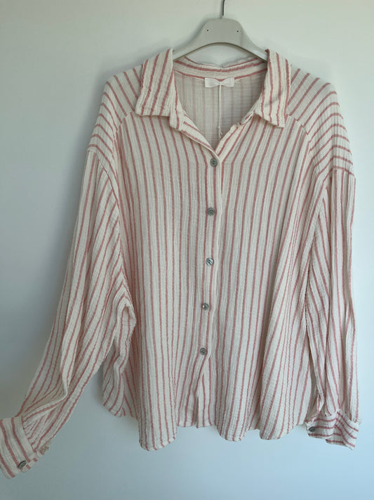 Musselin Bluse Streifen "Sophie" (weiß-rosa)