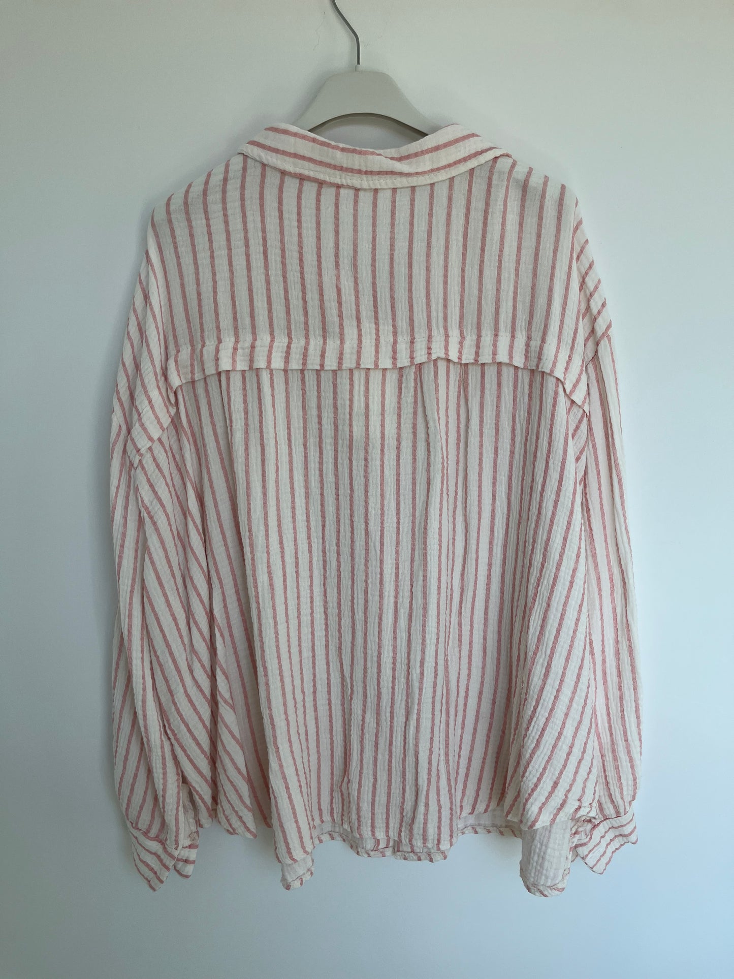 Musselin Bluse Streifen "Sophie" (weiß-rosa)