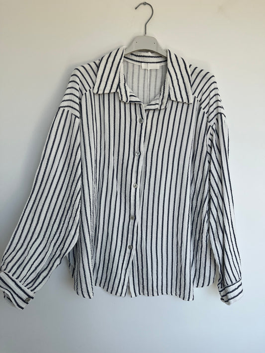 Musselin Bluse Streifen "Sophie" (weiß-blau)