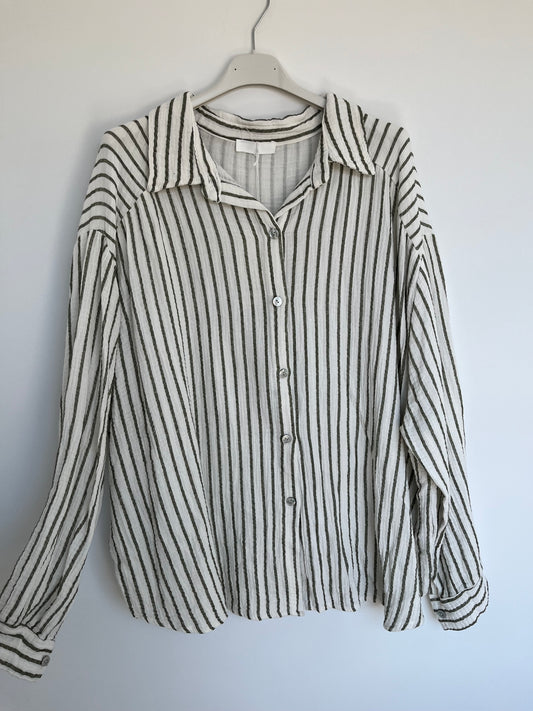 SALE Musselin Bluse Streifen "Sophie" (weiß-grün)