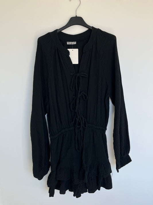 Musselin Schleifen Jumpsuit "Ella" (schwarz)