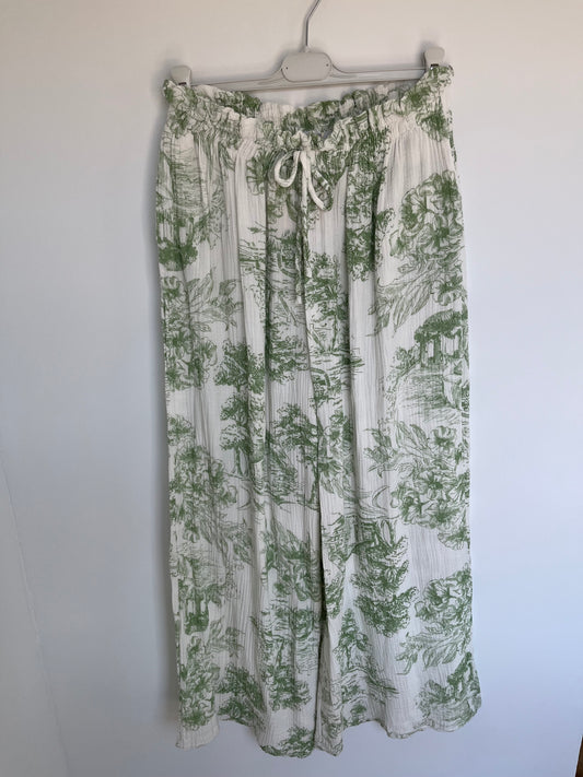 Musselin Hose "Lisa" (weiß-grün)