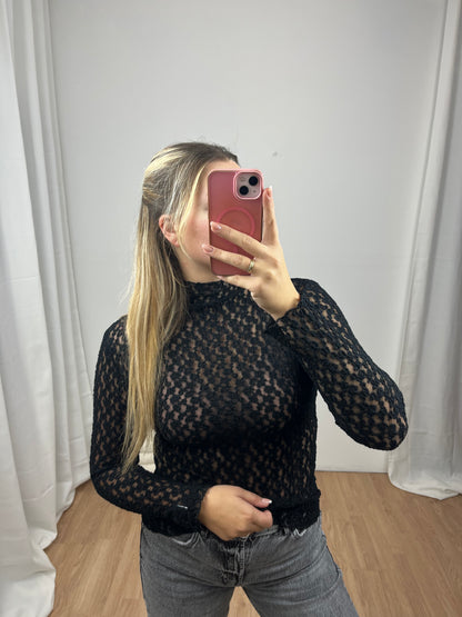 Spitzen Longsleeve "Samira" -mit Kragen-