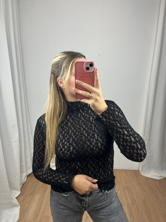 Spitzen Longsleeve "Samira" -mit Kragen-