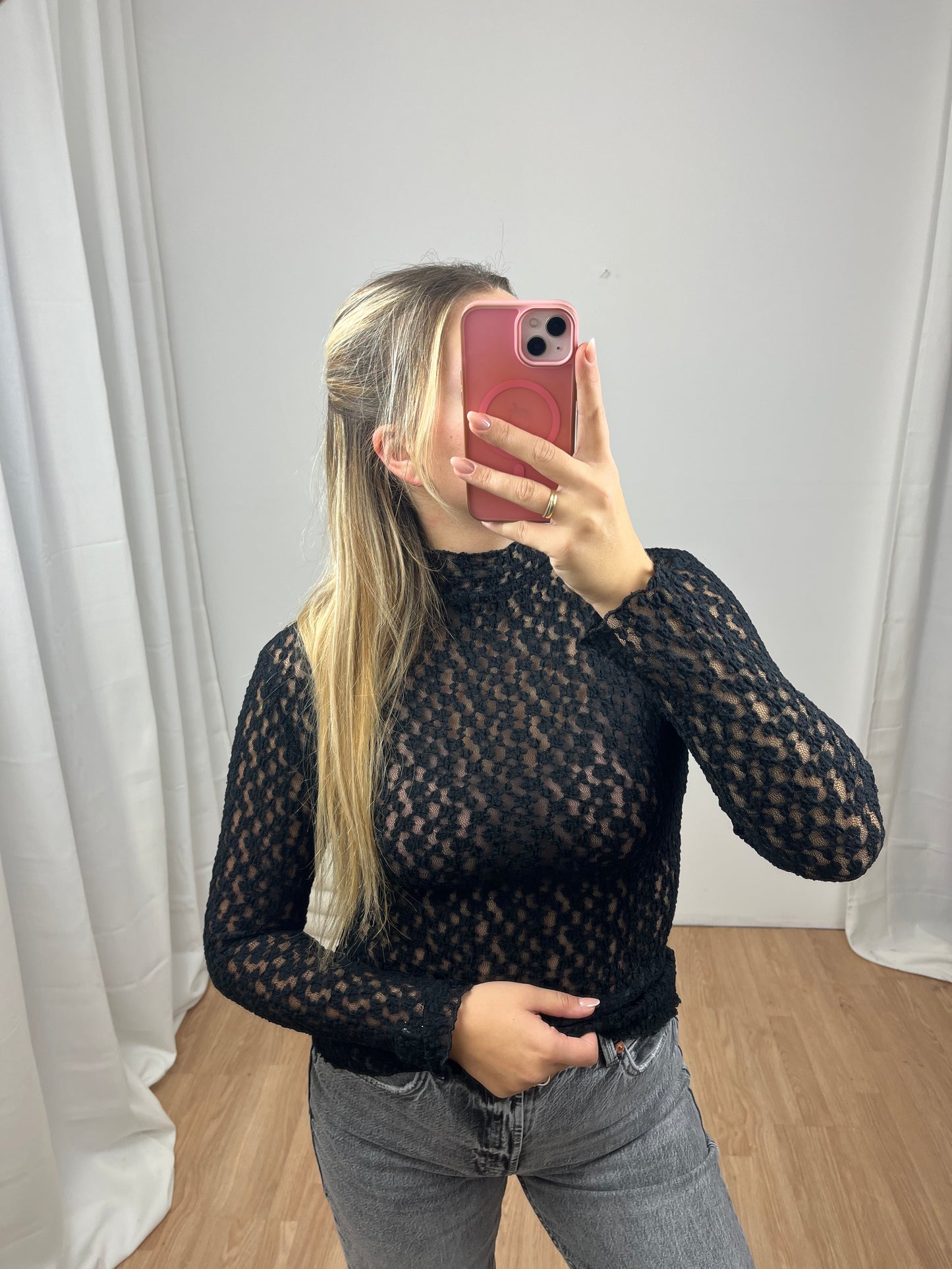 Spitzen Longsleeve "Samira" -mit Kragen-