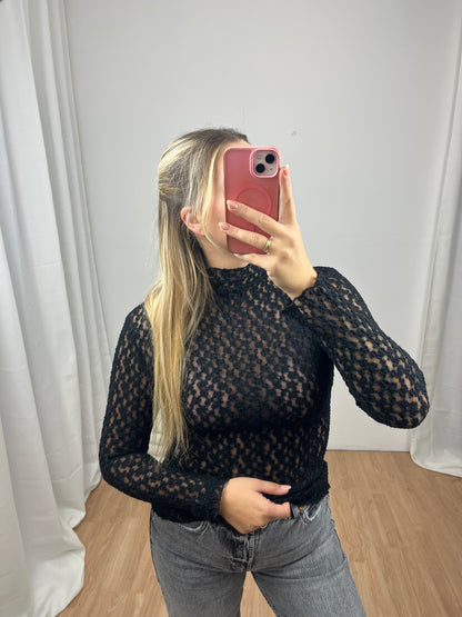 Spitzen Longsleeve "Samira" -mit Kragen-