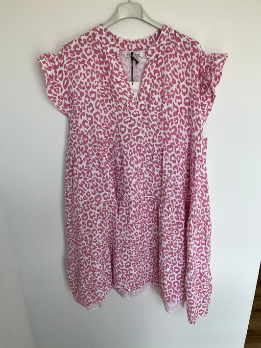 Musselin Kurzarm-Kleid "Evi" Leo (rosa)