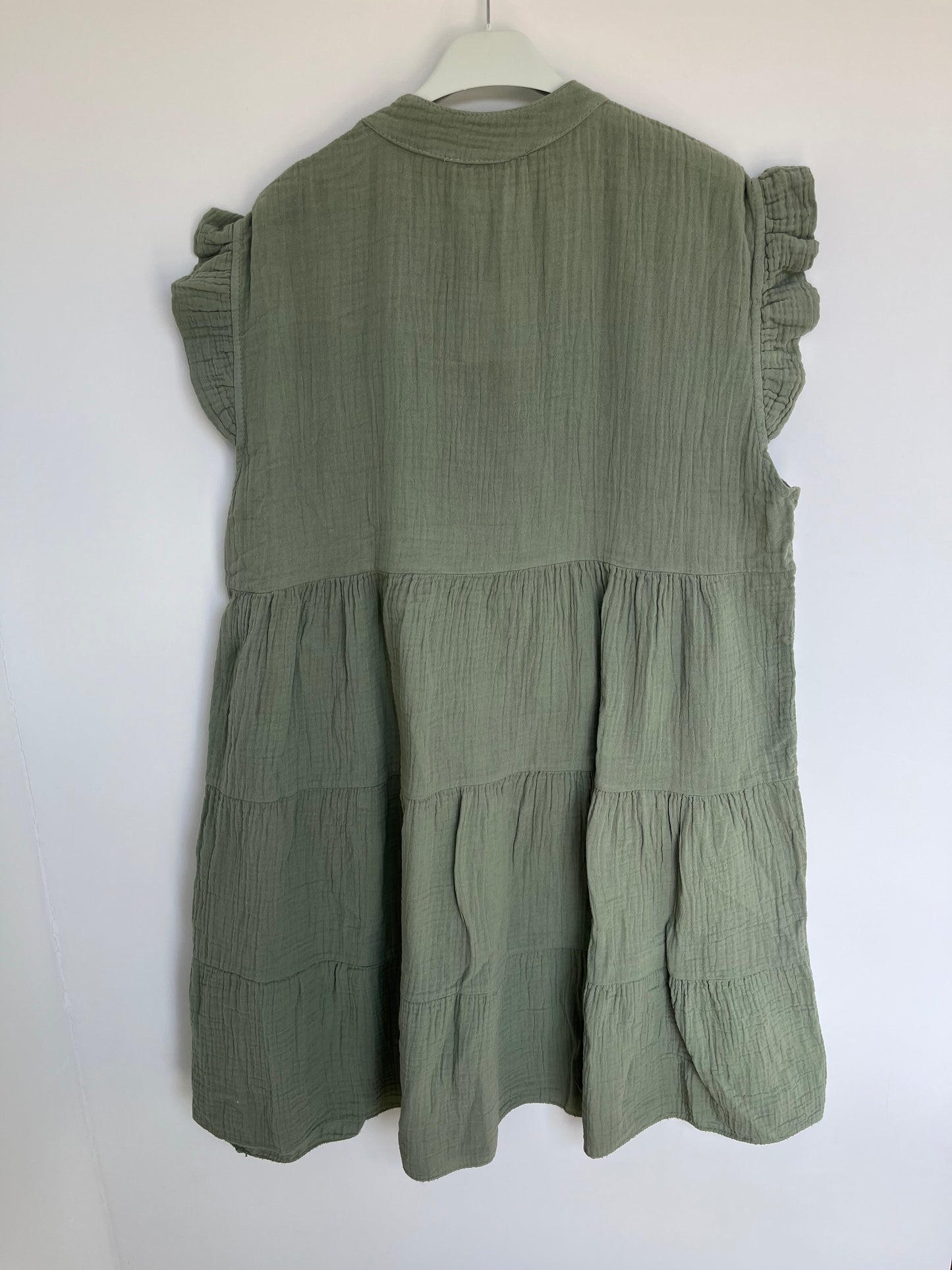 Musselin Kurzarm-Kleid "Evi" (khaki)