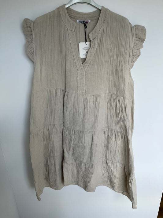 Musselin Kurzarm-Kleid "Evi" (beige)