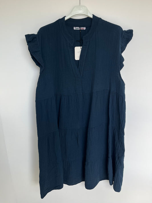 Musselin Kurzarm-Kleid "Evi" (dunkelblau)