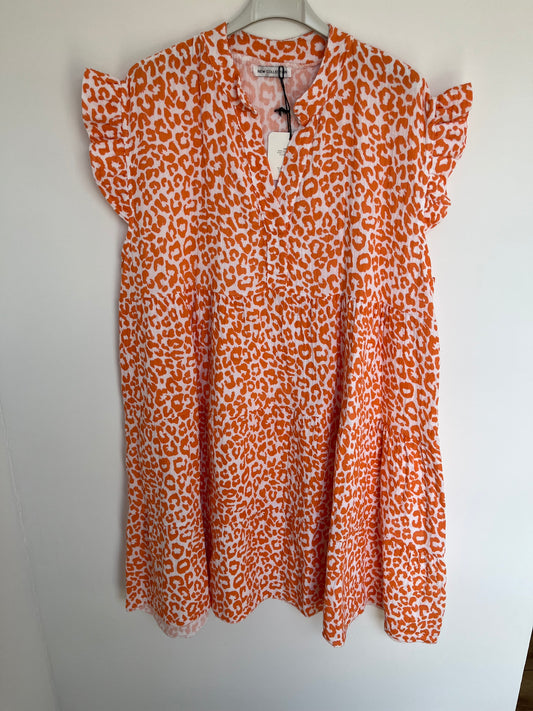 Musselin Kurzarm-Kleid "Evi" Leo (orange)
