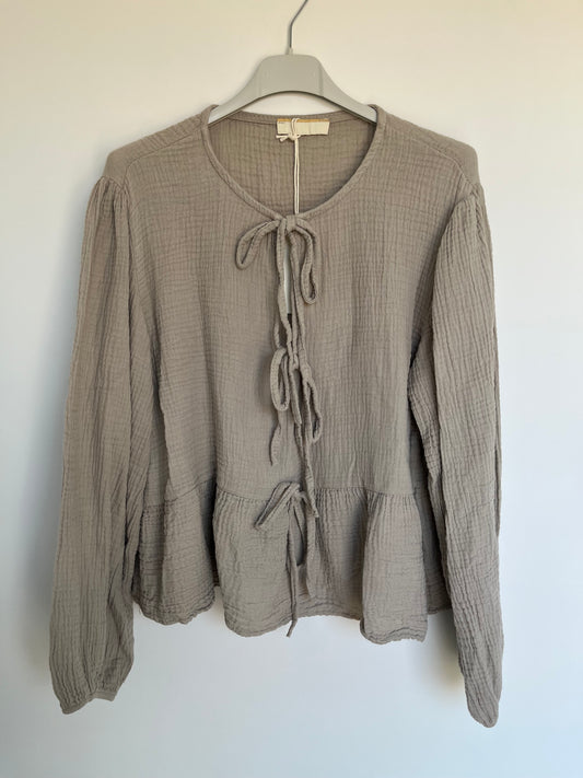 Musselin Schleifen Bluse "Frieda" (beige)