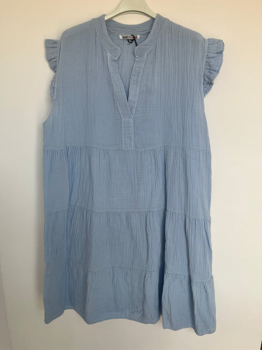 Musselin Kurzarm-Kleid "Evi" (hellblau)