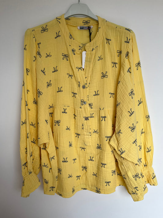 SALE Musselin Bluse Schleifen "Schleifi" (gelb)
