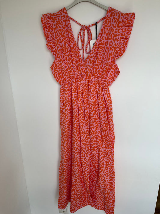 Musselin Kurzarm-Kleid "Lena" Leo (rosa-orange)