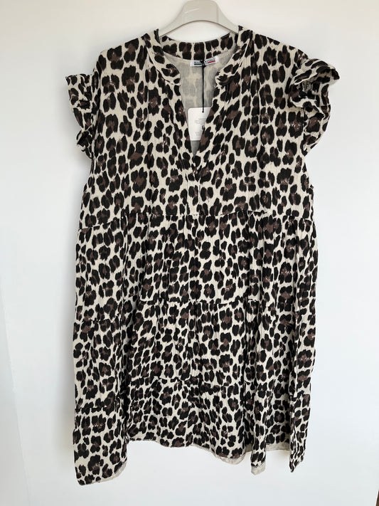 Musselin Kurzarm-Kleid "Evi" Leo (braun)