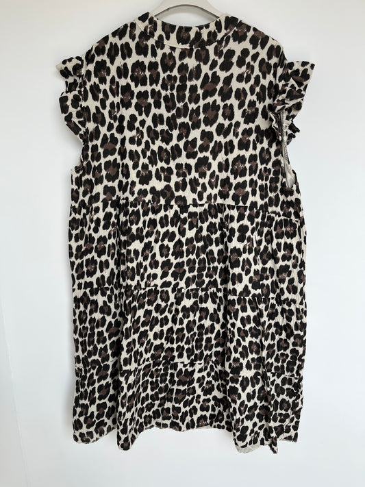 Musselin Kurzarm-Kleid "Evi" (Leo, braun)
