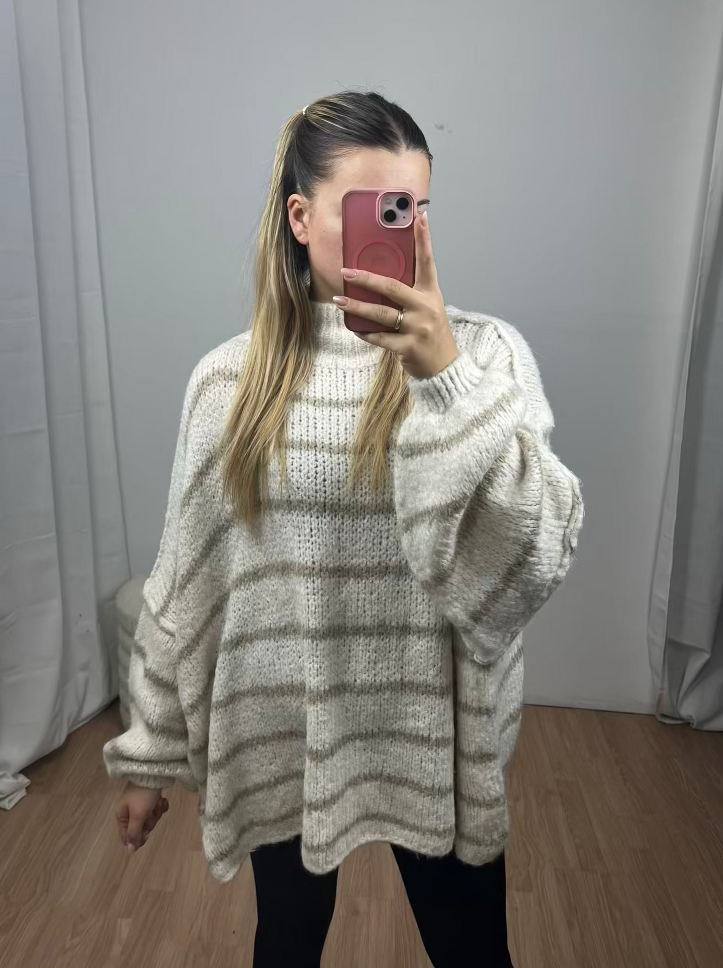 Basic Pullover "Luna" Streifen -lang-