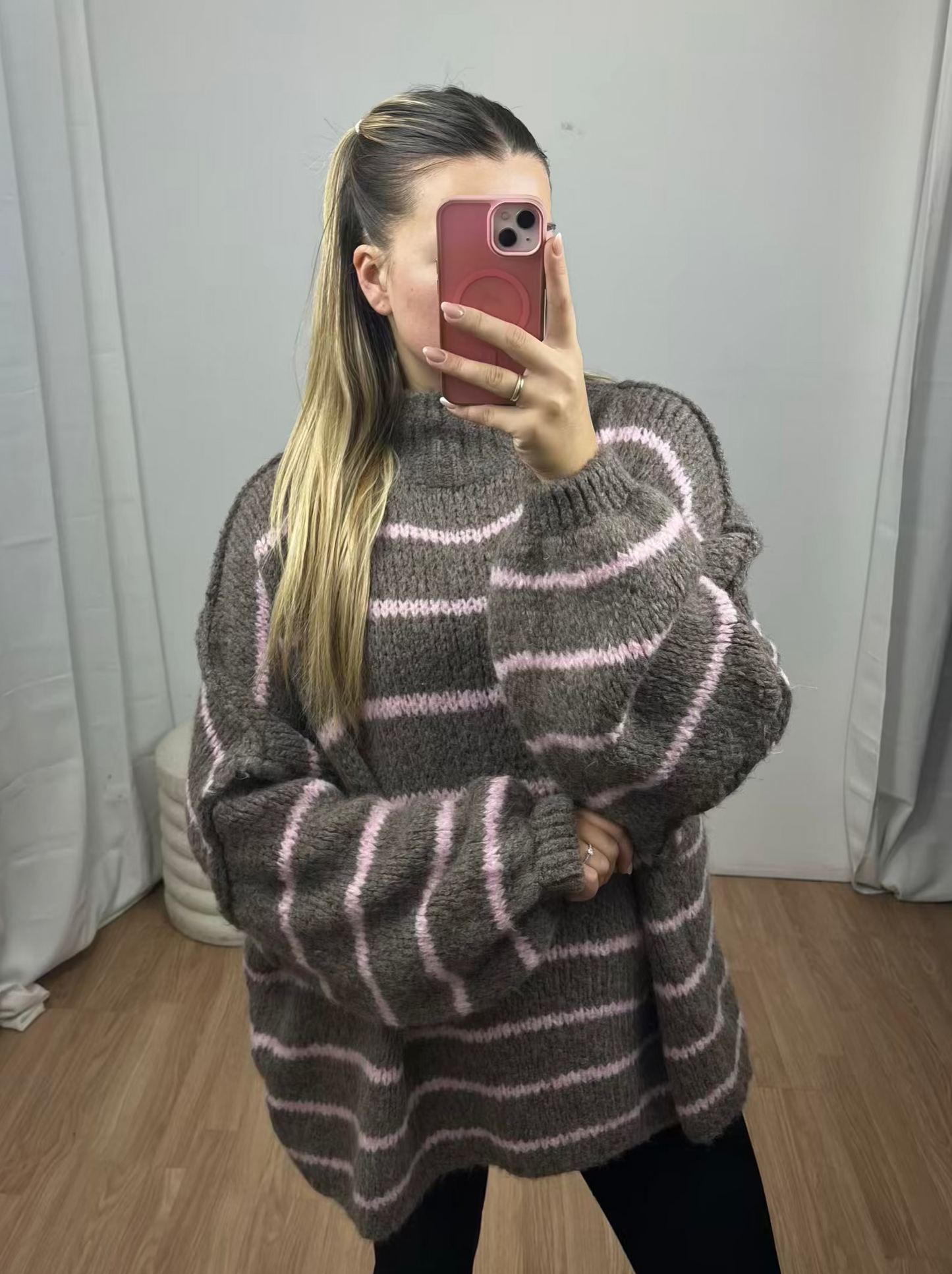 Basic Pullover "Luna" Streifen -lang-