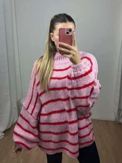 Basic Pullover "Luna" Streifen -lang-