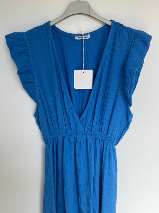 Musselin Kurzarm-Kleid "Melissa" (blau)