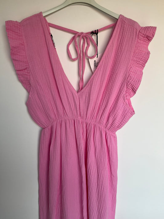 Musselin Kurzarm-Kleid "Lena" (rosa)