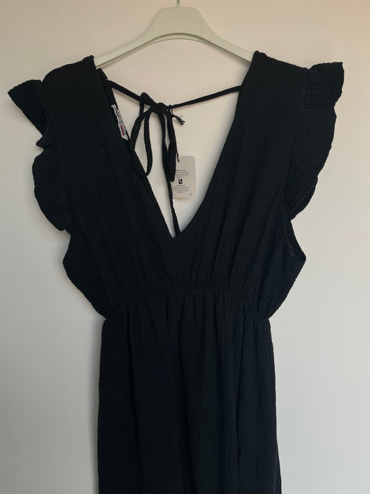 Musselin Kurzarm-Kleid "Lena" (schwarz)
