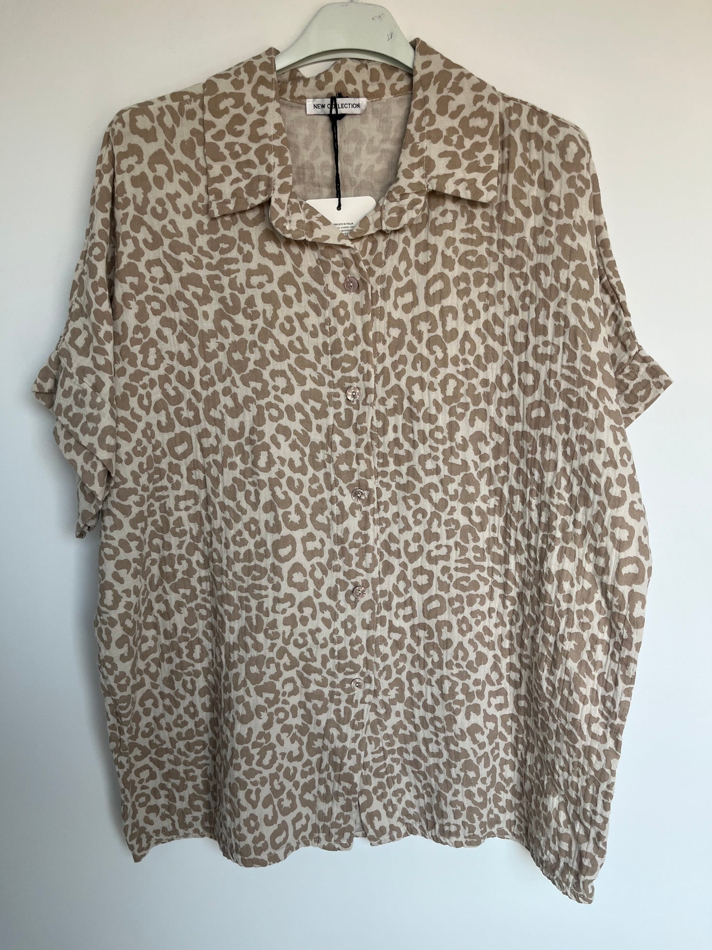 SALE Musselin Kurzarm Bluse Leo (beige)